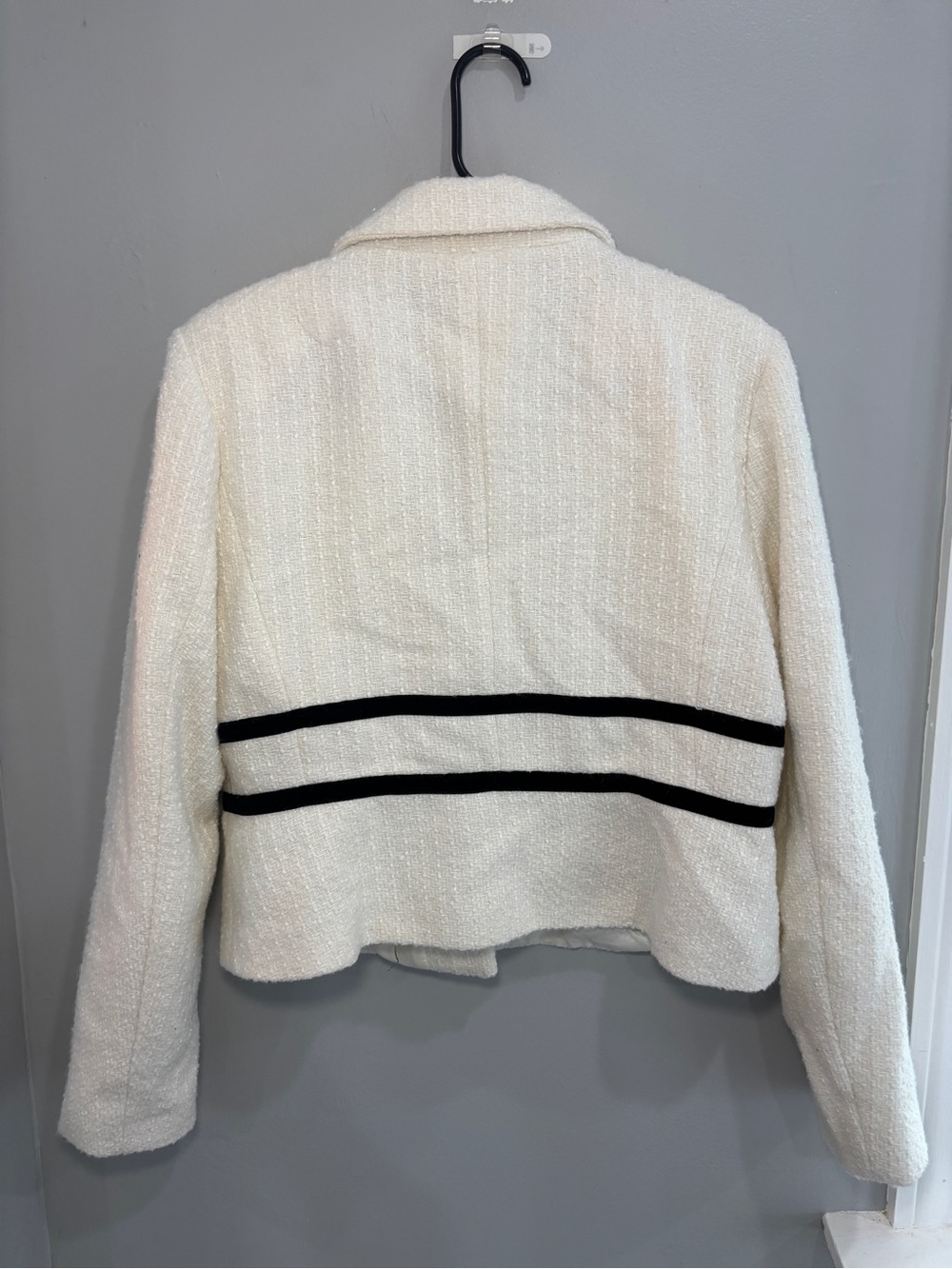 Avec Les Filles Bow Tweed Crop Jacket Minimalist Modern Sleek XL business casual - Picture 10 of 15